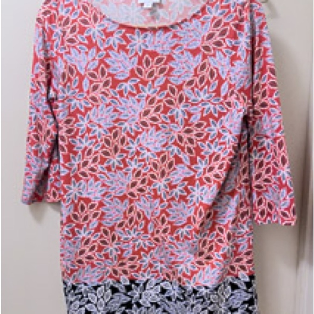 J. Jill Red and Black Graphic Midi Skirt